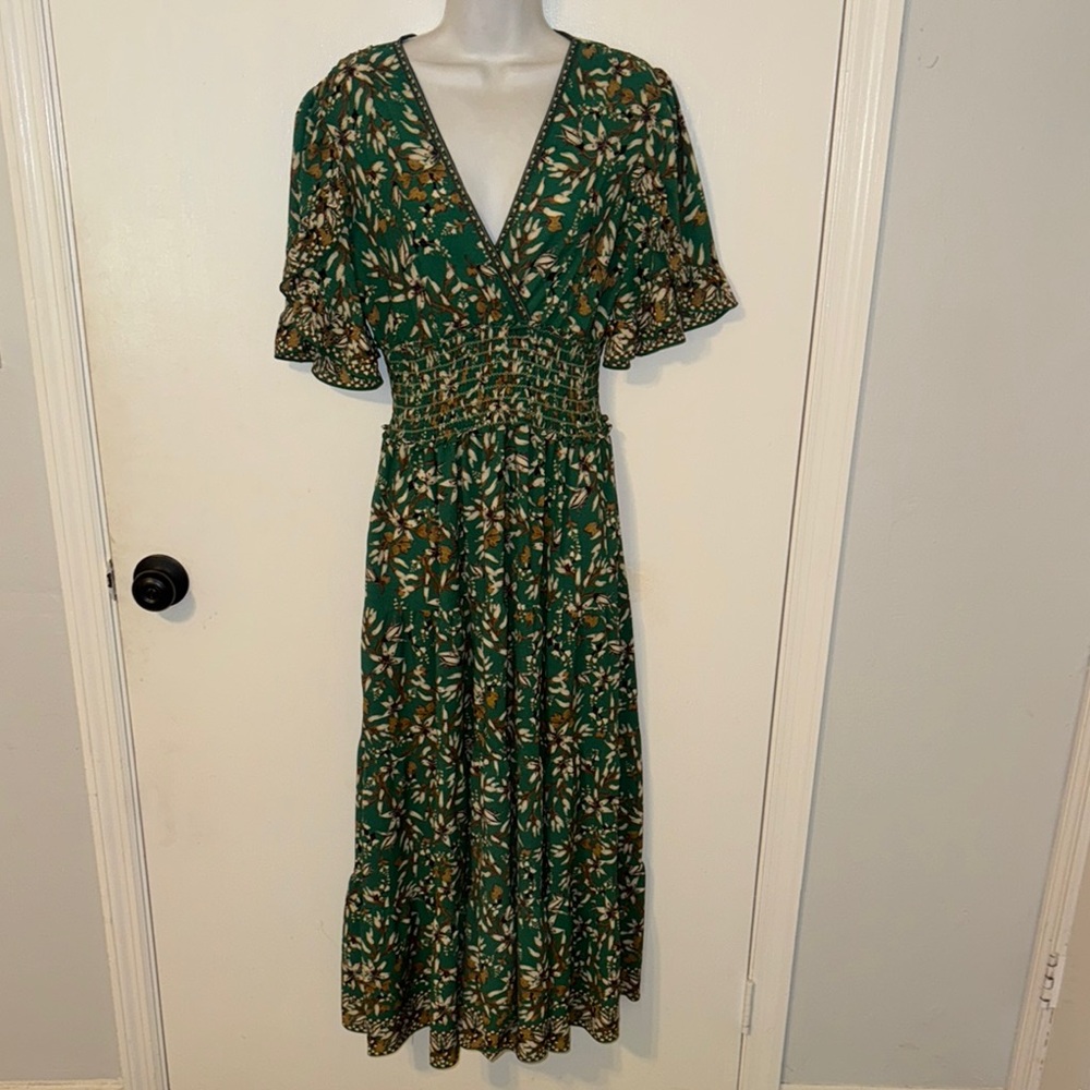 NWOT Max Studio Floral Green Dress